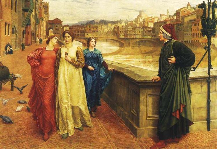 Henry Holiday Dante meets Beatrice at Ponte Santa Trinita china oil painting image